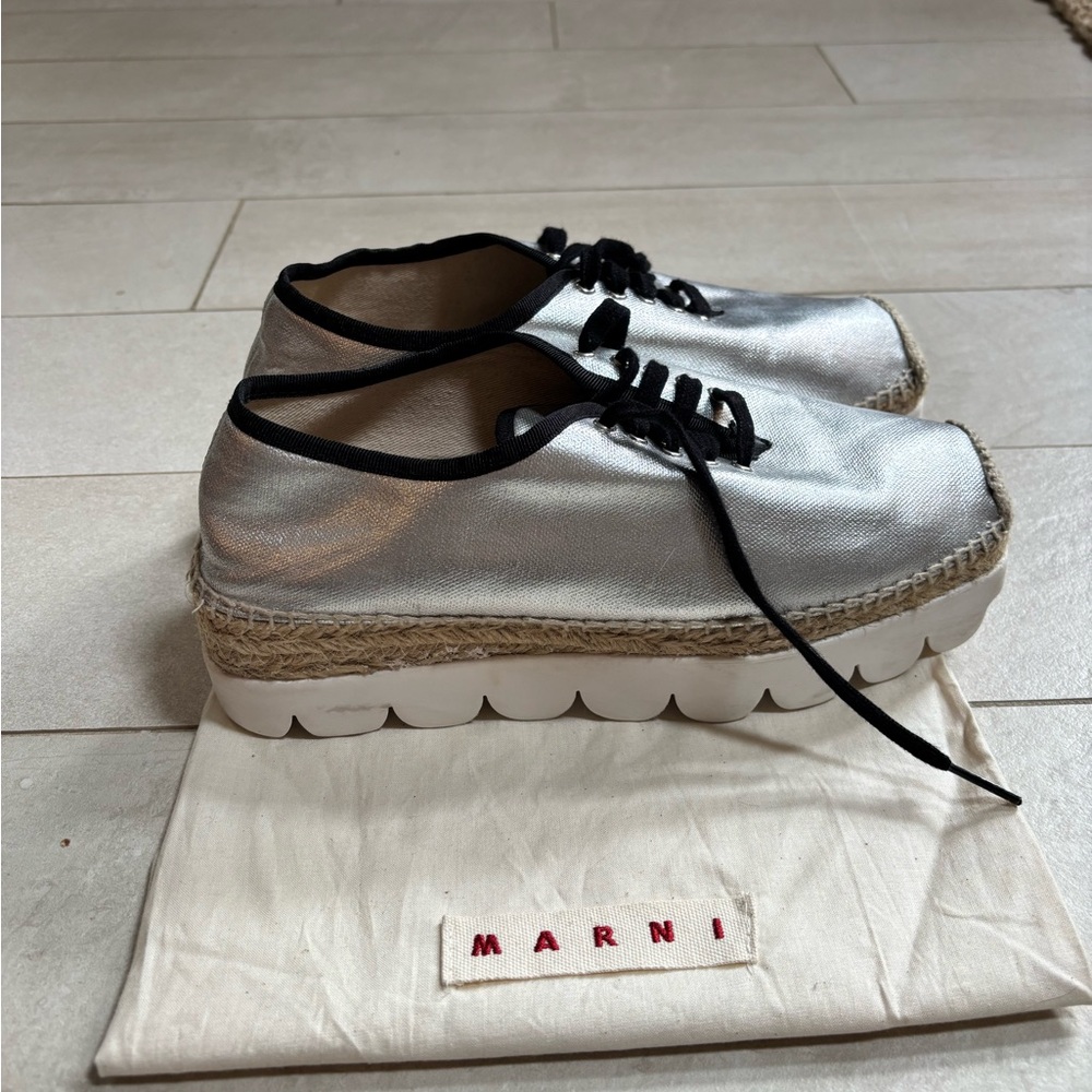 Marni Silver and Black Espadrilles